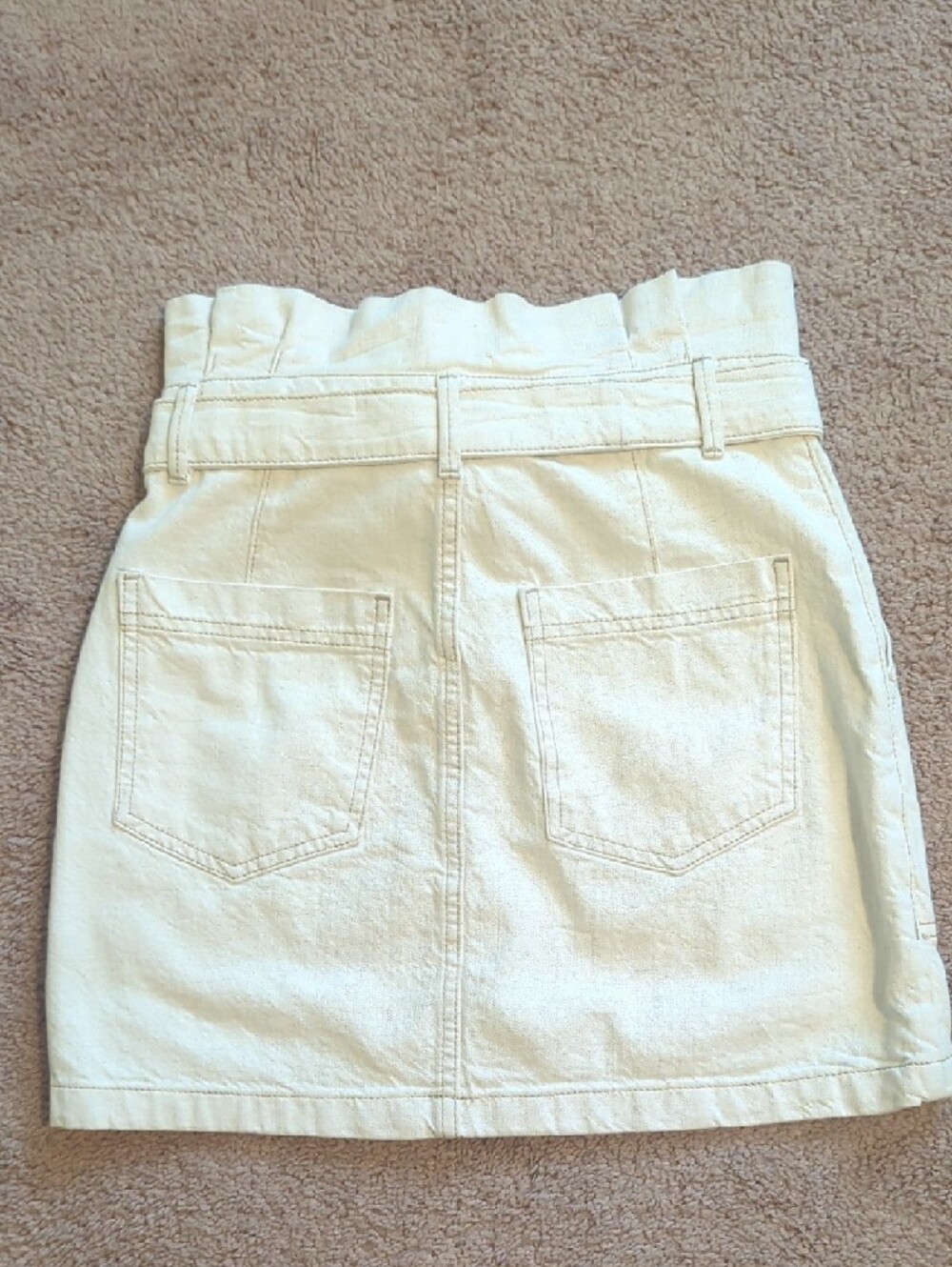 Free People Cream Splendor In The Grass Paperbag Skirt/Cotton-Linen Blend - Picture 4 of 8